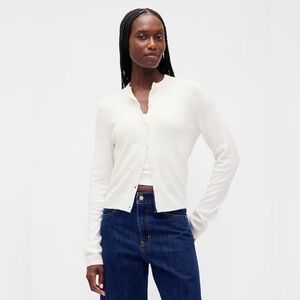 Gap Cashsoft Cozy Career Cropped Cardigan Sweater NWT Medium Tall Winter White